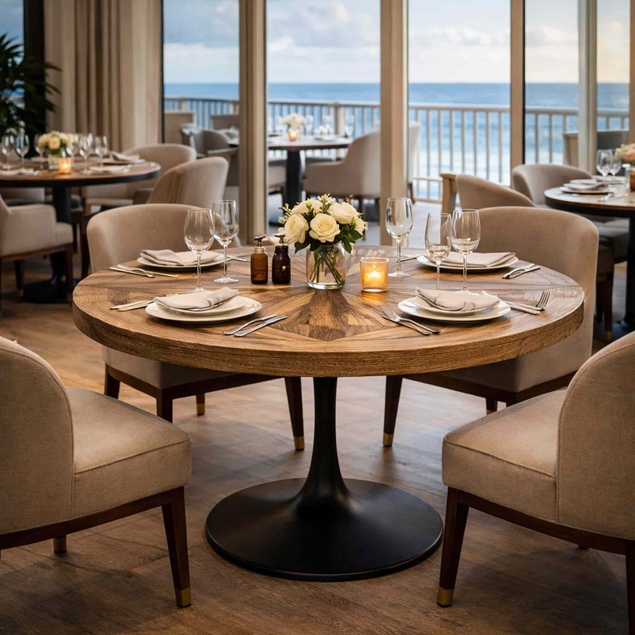 Barcelona Parquetry Reclaimed Dining Table 140 cm - Image 4