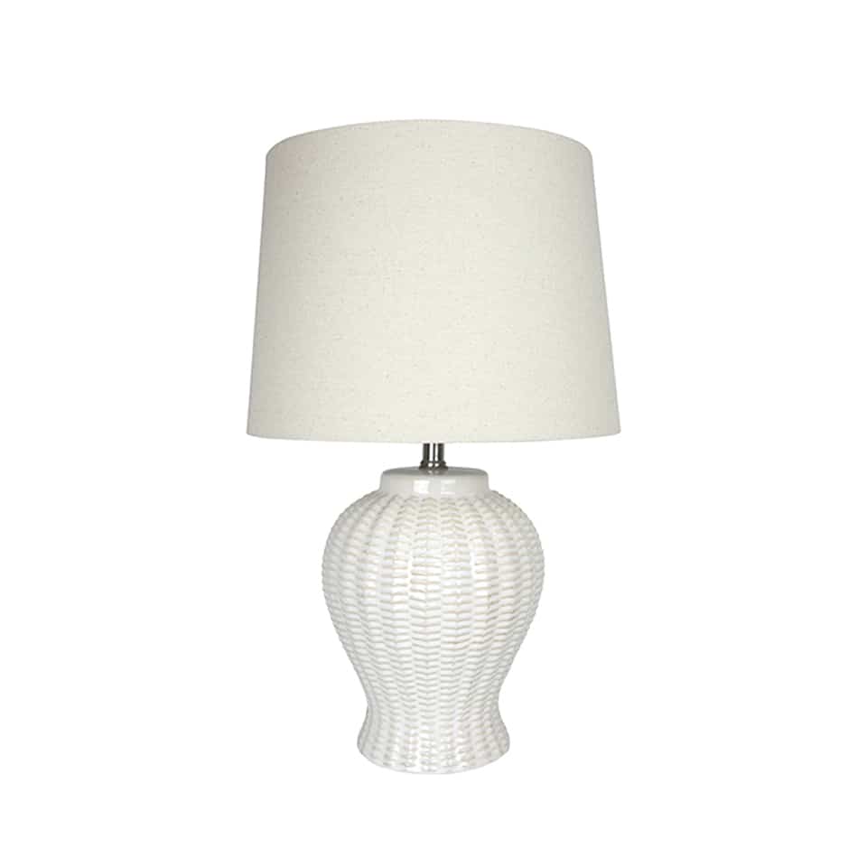 Ceramic Basket Weave Table Lamp Ivory