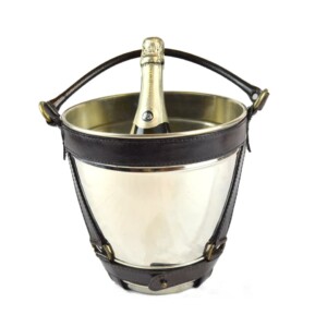 Leather & Stainless Steel Wine Cooler Brass