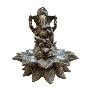 Ganesha Solid Brass Statue Lotus (23cm)