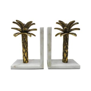 Palm Bookends Nickel & Gold on Marble