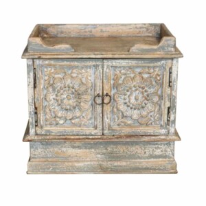 Petit Carved Door Cabinet Rustic Wood
