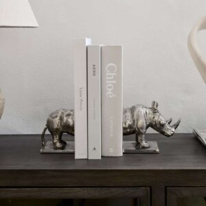 Rhino Bookends Nickel (Set of 2)