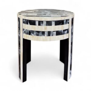Zafina Bedside Table Black Resin Bone Inlay