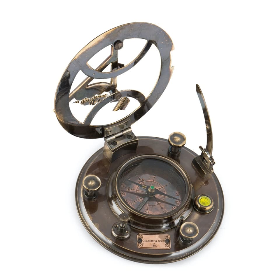 Antique Boxed Sundial Compass Wood - Image 4