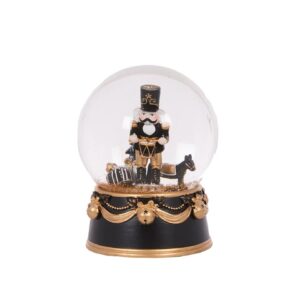 Musical Nutcracker Snow Globe Black & Gold (12cm)