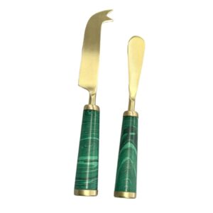 Marbled Green & Gold Cheese Set 2 Piece