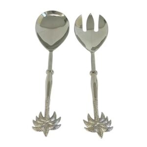Palm Tree Salad Servers Set of 2 Nickel