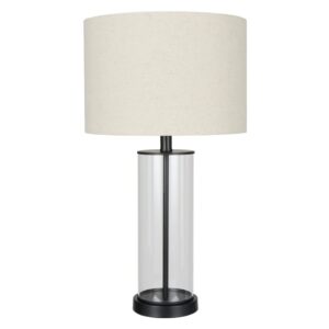 Chapel Table Lamp Black & Natural & Glass