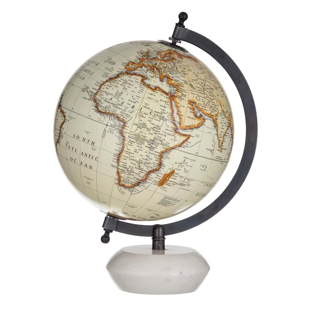 Miles Globe Sculpture White Marble & White