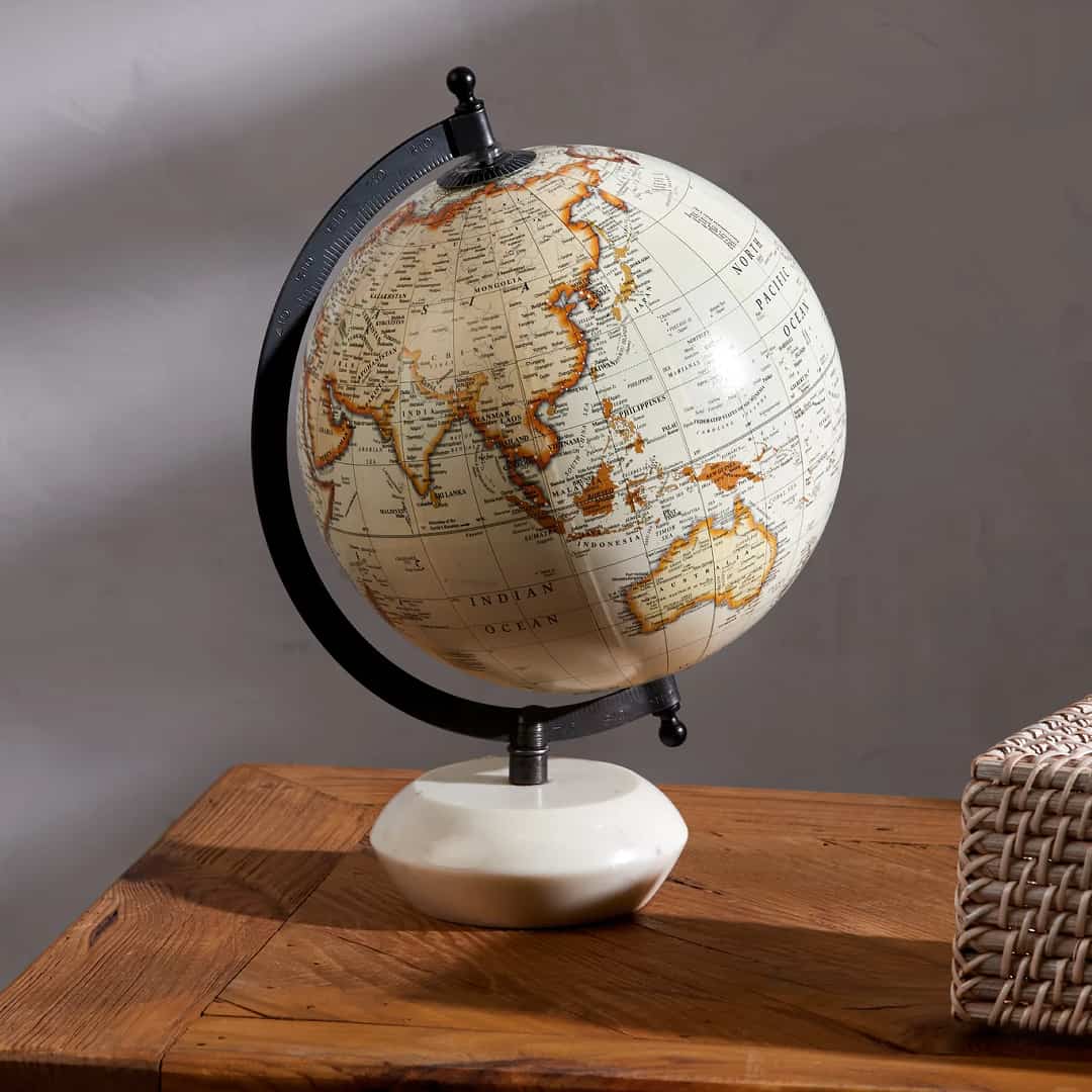 Miles Globe Sculpture White Marble & White - Image 2