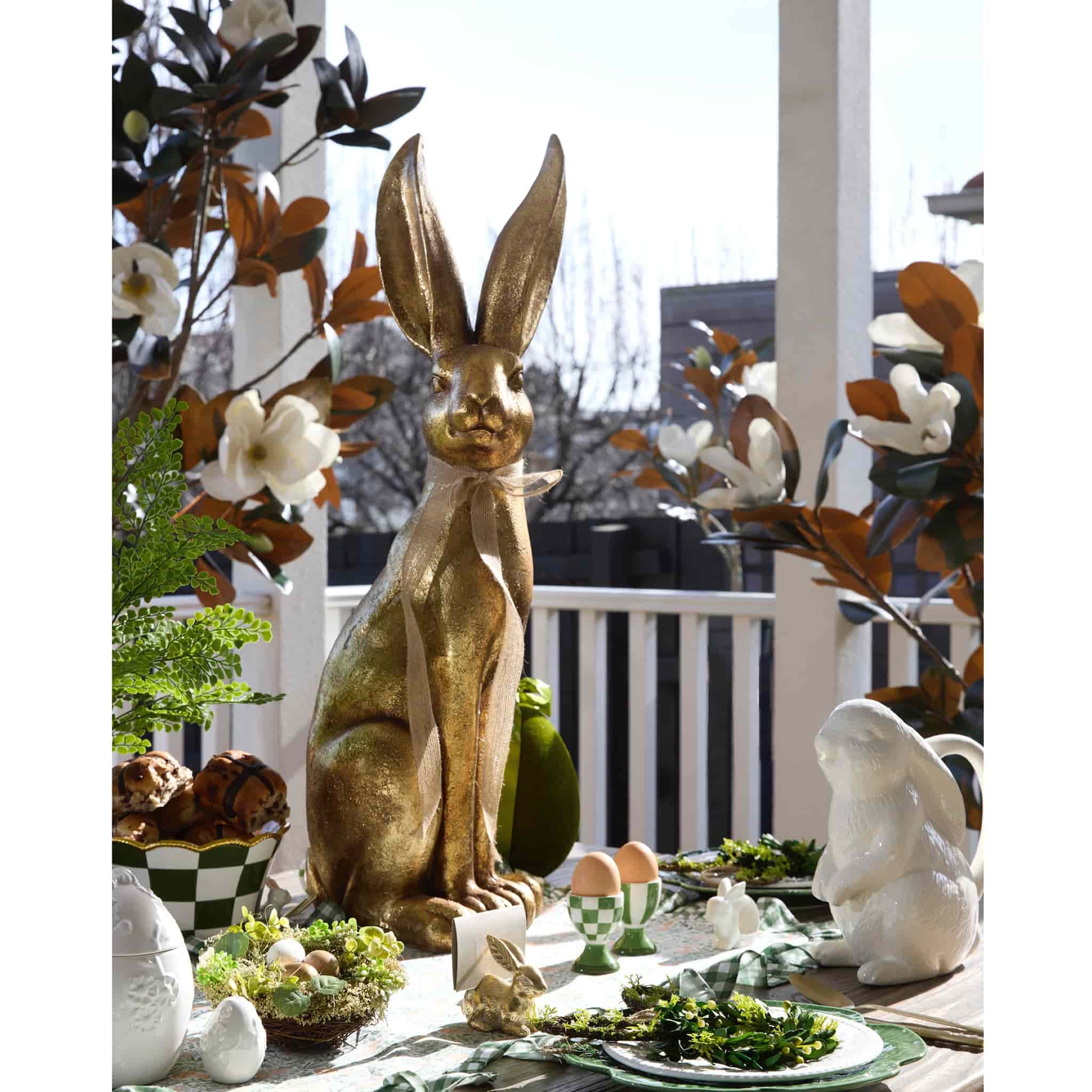 81.5 CM GILDED HARE WITH BOW - Image 2