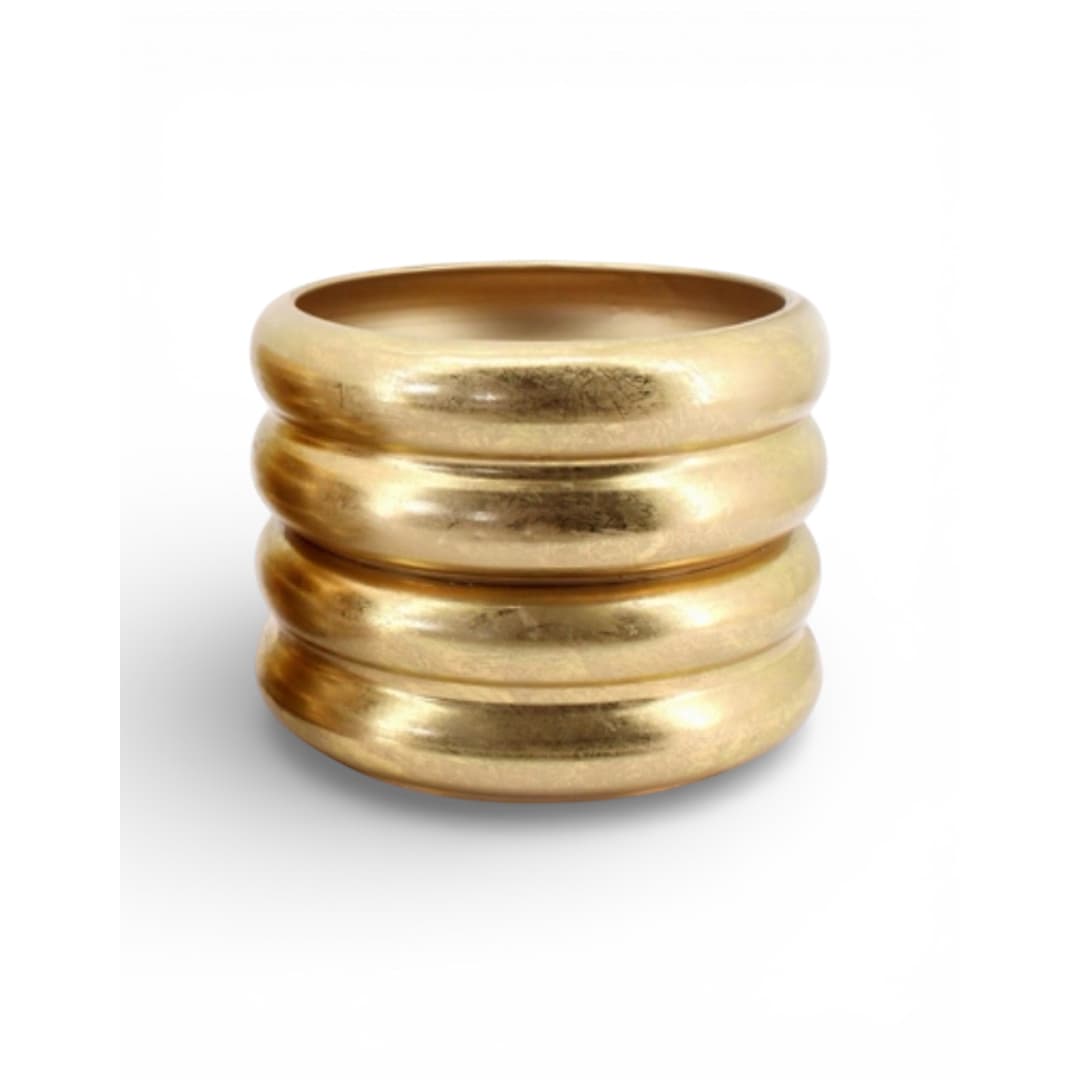 Metal Ribbed Tree Pot Gold S