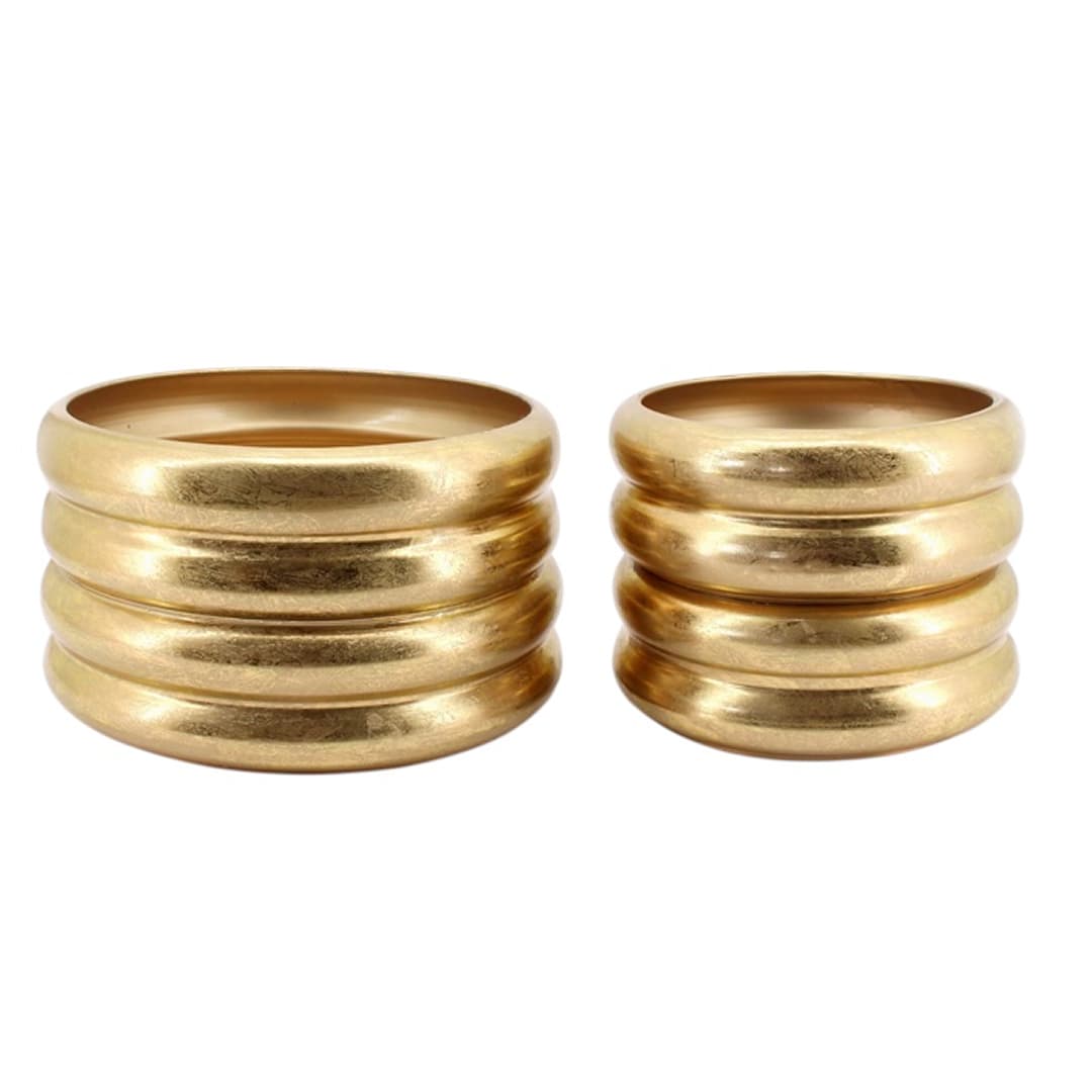 Metal Ribbed Tree Pot Gold L - Image 2