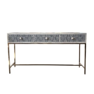 Aegean Bone Inlay Console Table Grey Resin
