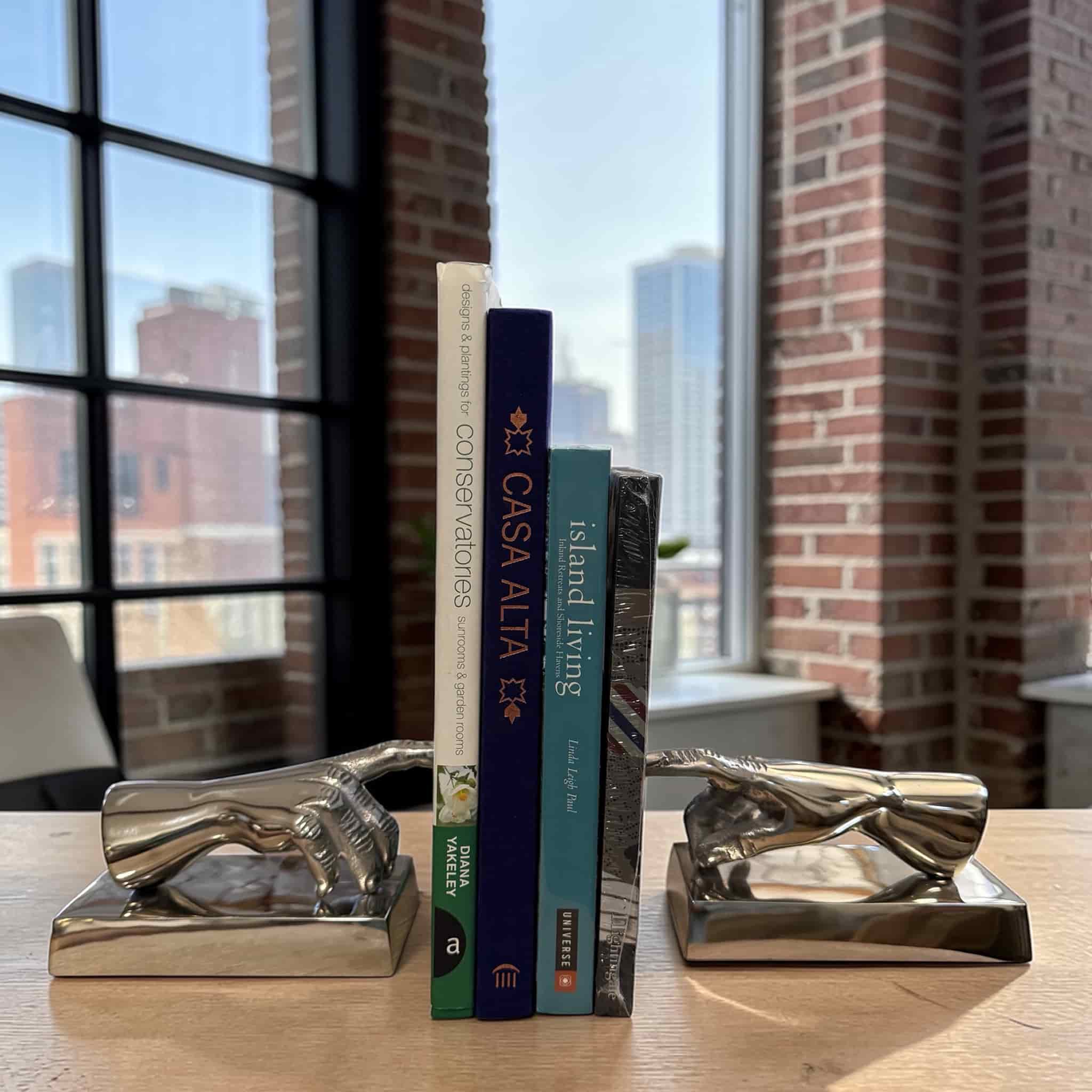 Leo Nickel Silver Bookends - Image 2