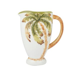 Palmera Ceramic Jug 20x16x24cm Ivory/Grn