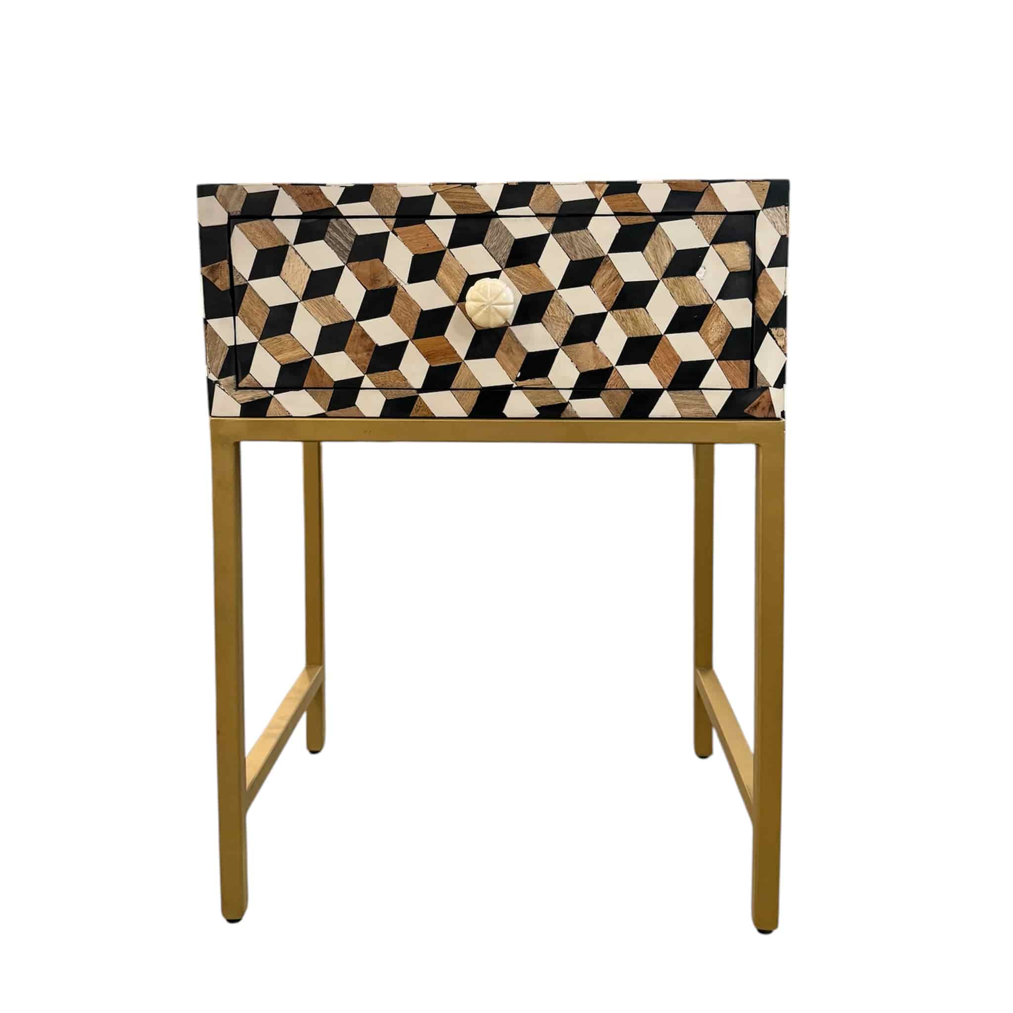 Cubism Inlay Bedside Table