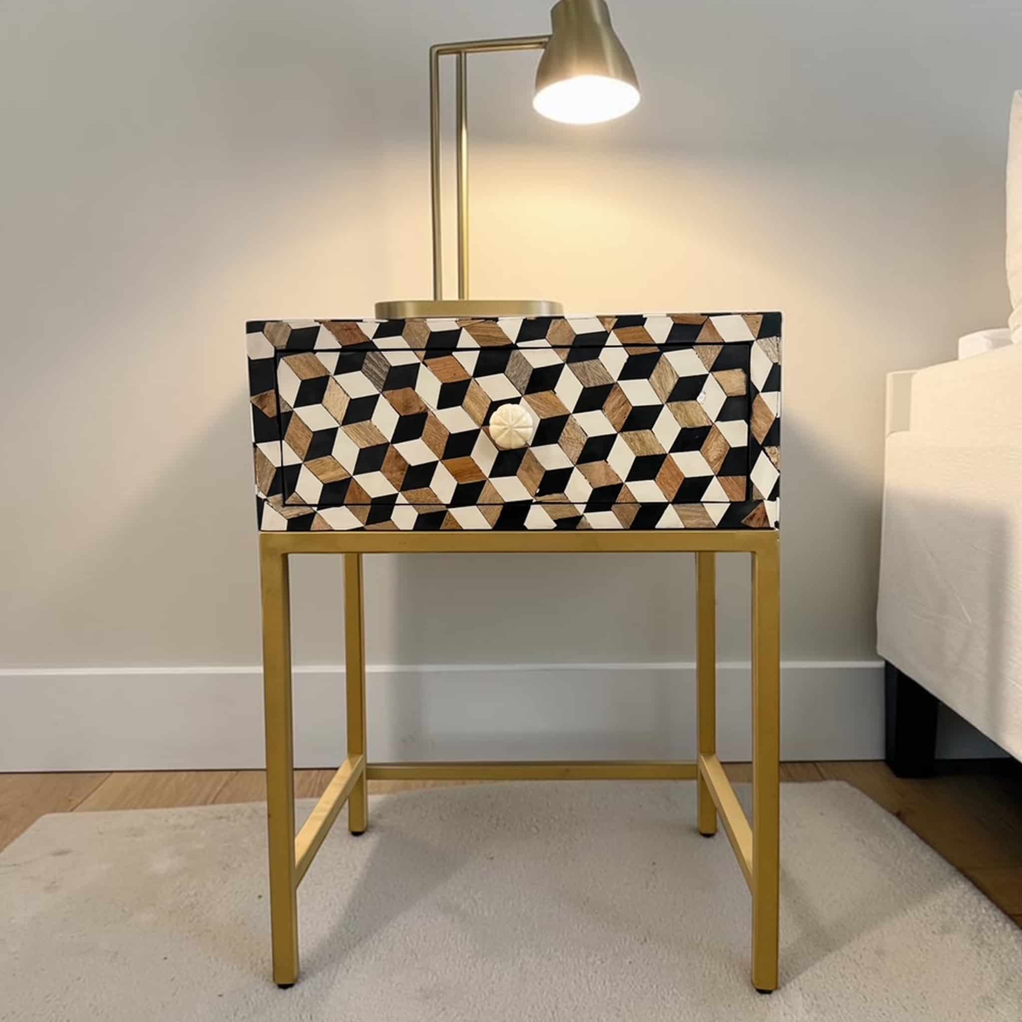 Cubism Inlay Bedside Table - Image 5