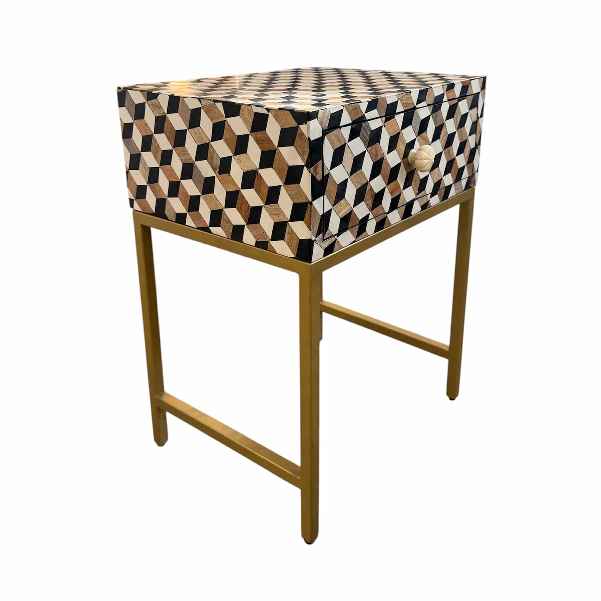 Cubism Inlay Bedside Table - Image 2