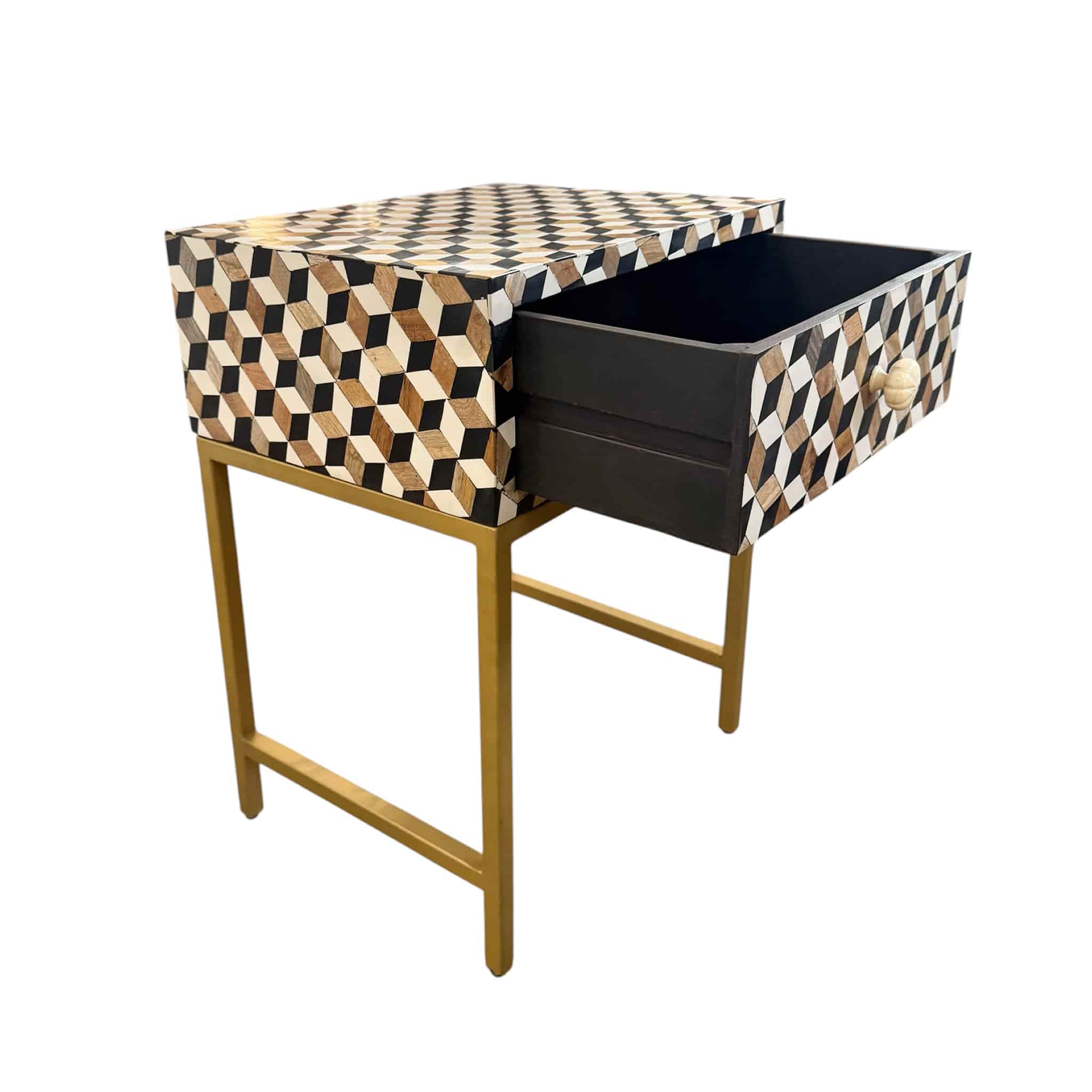 Cubism Inlay Bedside Table - Image 4