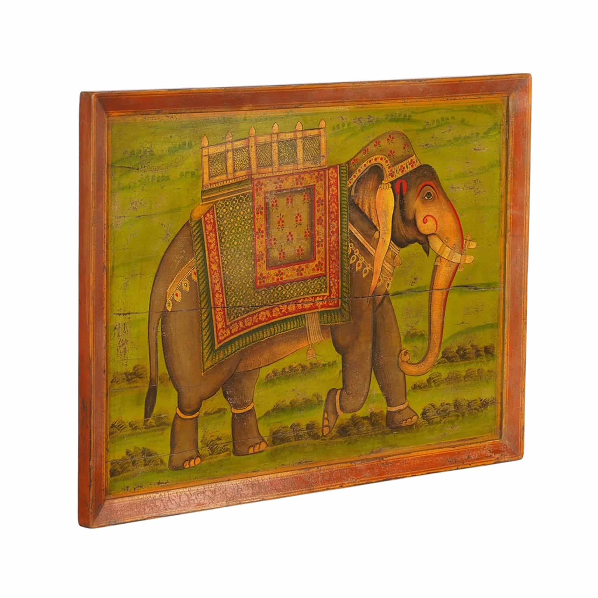 Antique Rajasthani Painted Elephant Panel, circa 1940s Left Panel (ETA AUG 2026) - Image 2