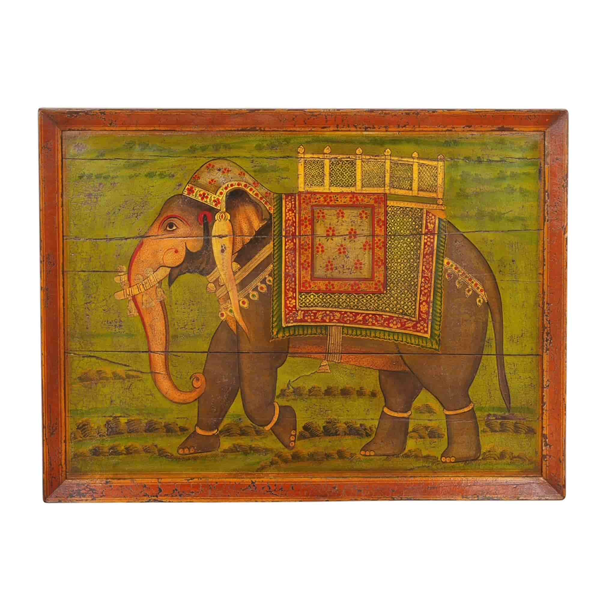 Antique Rajasthani Painted Elephant Panel, circa 1940s Right Panel (ETA AUG 2026)