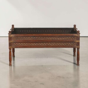 Antique Anglo-Indian Teak Charpoy Coffee Table with Glass Top(ETA AUG 2026)