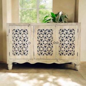 Sitar 3 Door Sideboard Hand Carved Wood