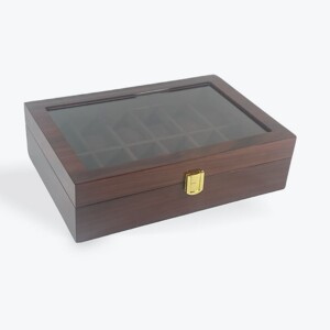 Woodgrain Gloss 12 Watch Box Glass Display