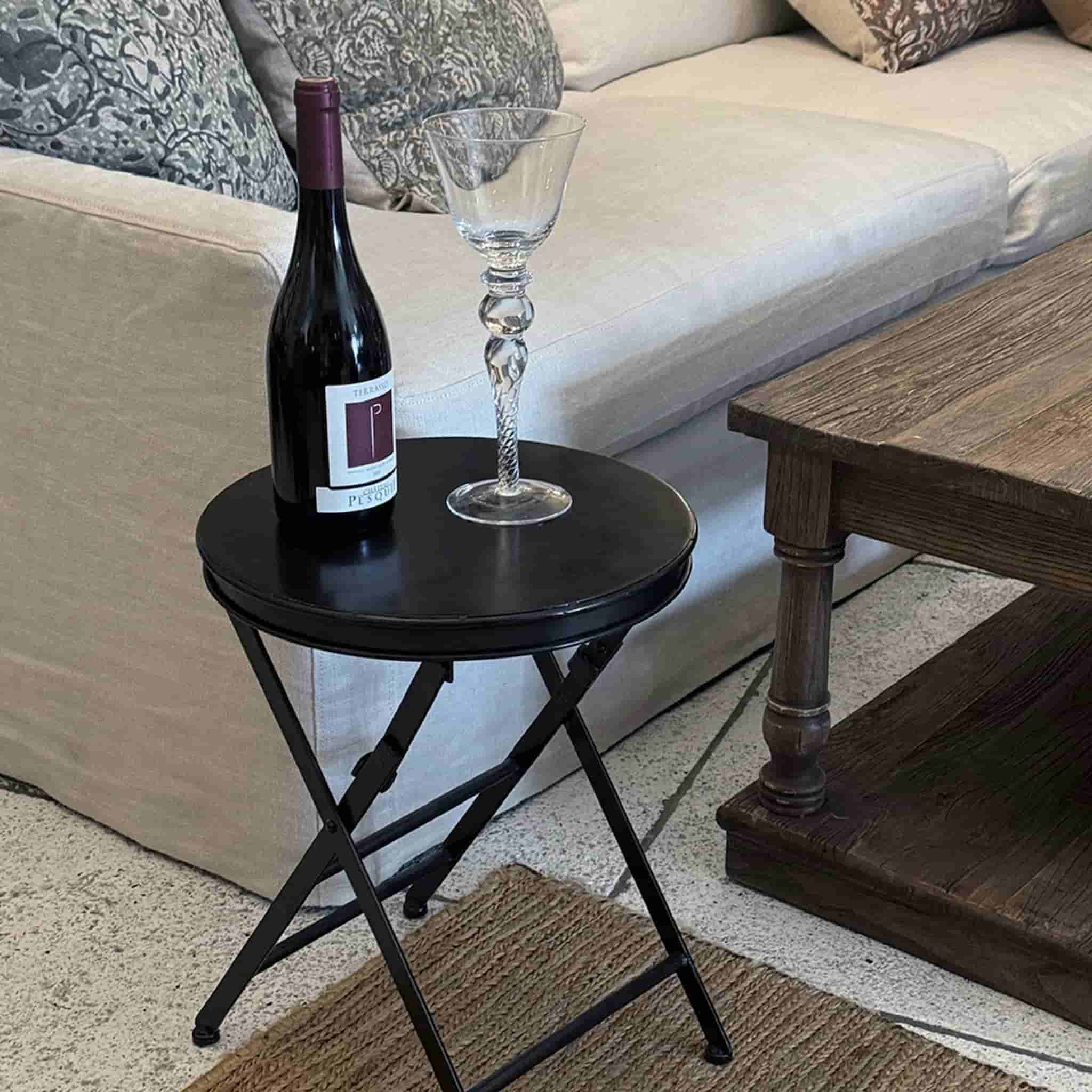 Benson Black Iron Folding Side Table - Image 4