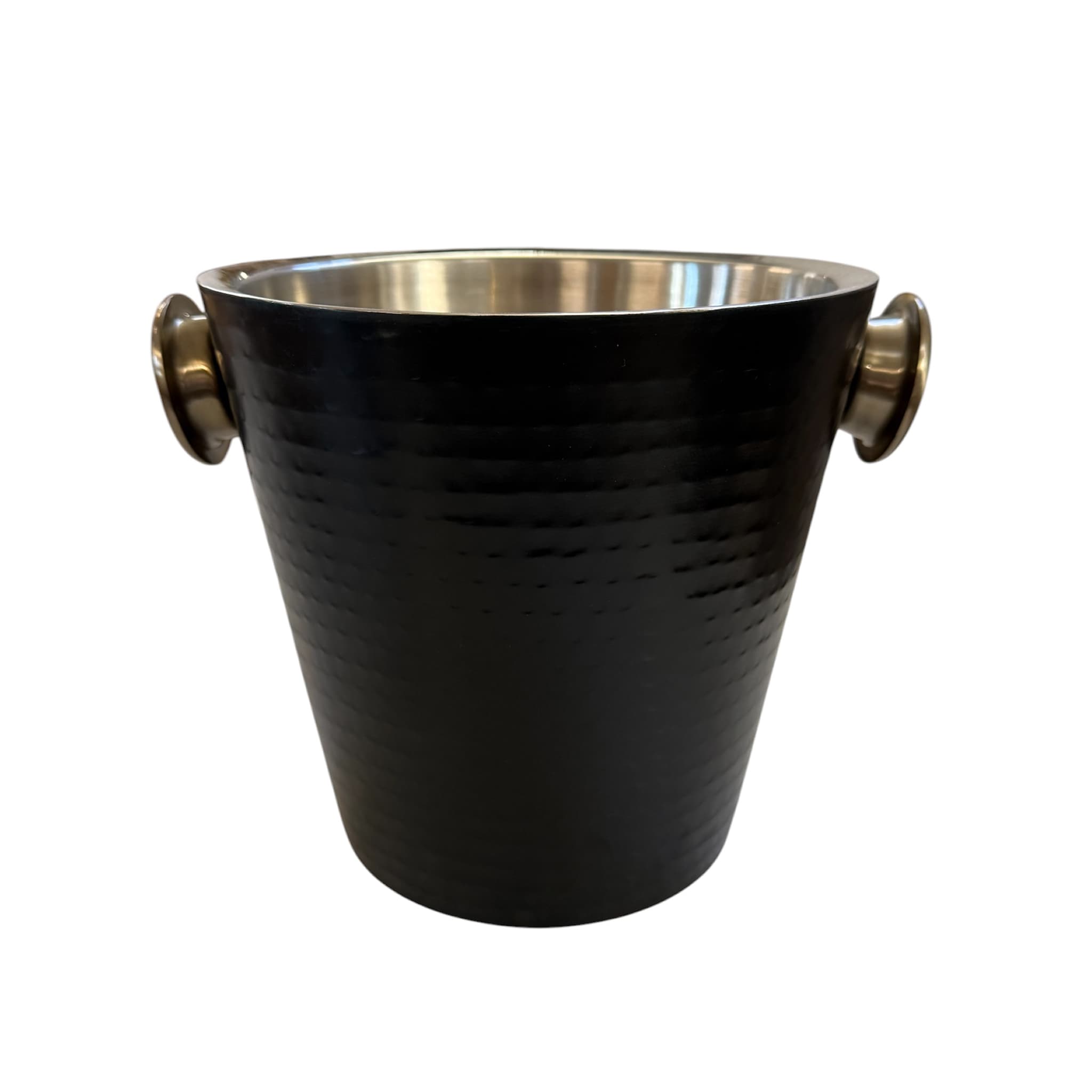 Hammered Single Bottle Champagne Bucket Black & Gold