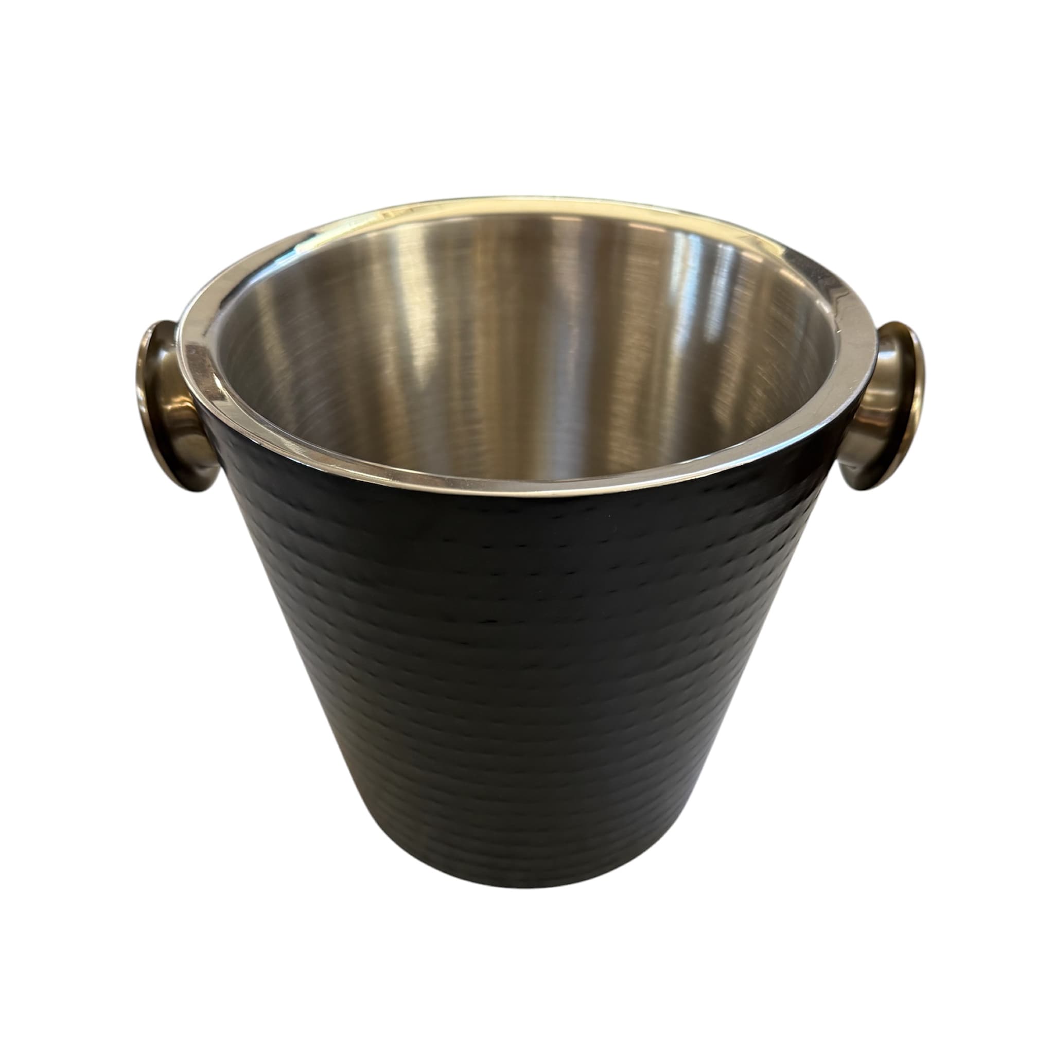 Hammered Single Bottle Champagne Bucket Black & Gold - Image 2