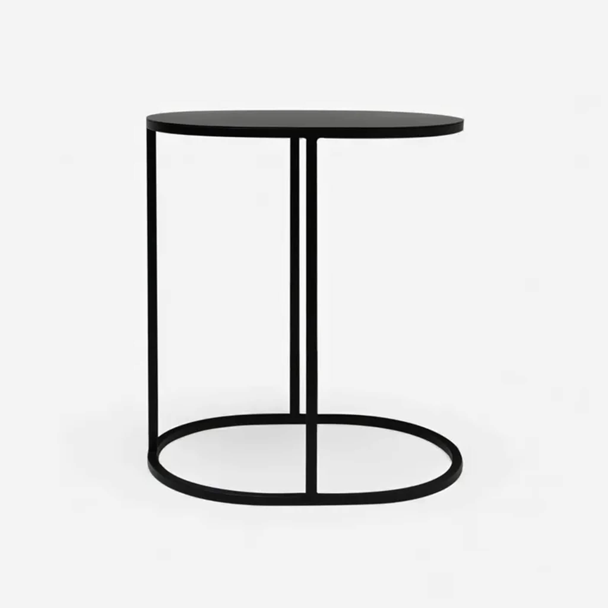 Oval Couch Side Table Black