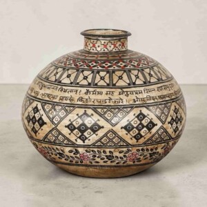 Warli Folk Art Painted Iron Decorative Urn (ETA AUG 2026)