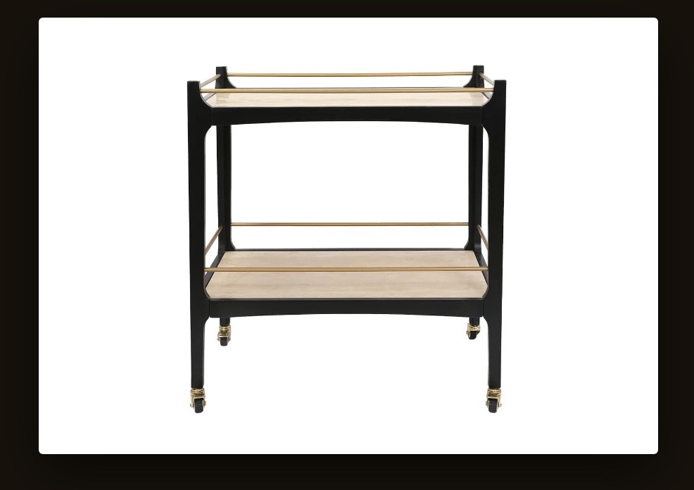 Black and gold bar cart styled for winter entertaining, Empress Homewares Norwood Adelaide