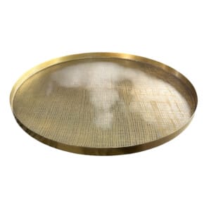 Etched Gold Metal Round Tray