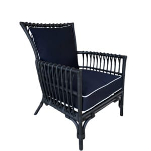 Como Black Rattan Chair With Black Cushion
