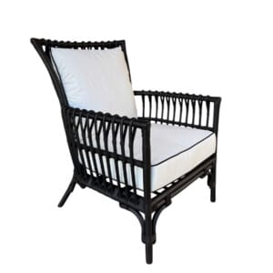 Como Black Rattan Chair With White Cushion