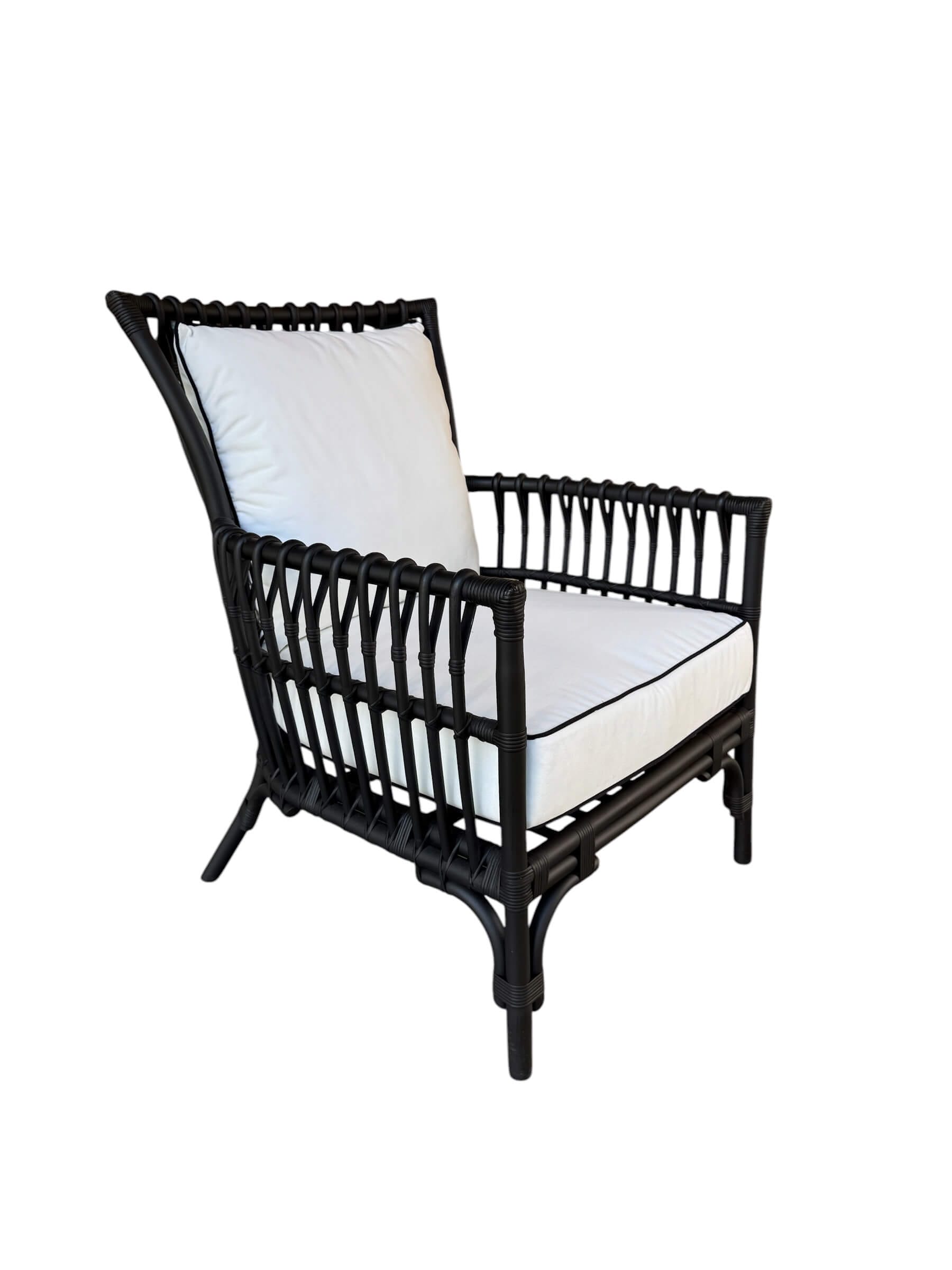 Como Black Rattan Chair With White Cushion