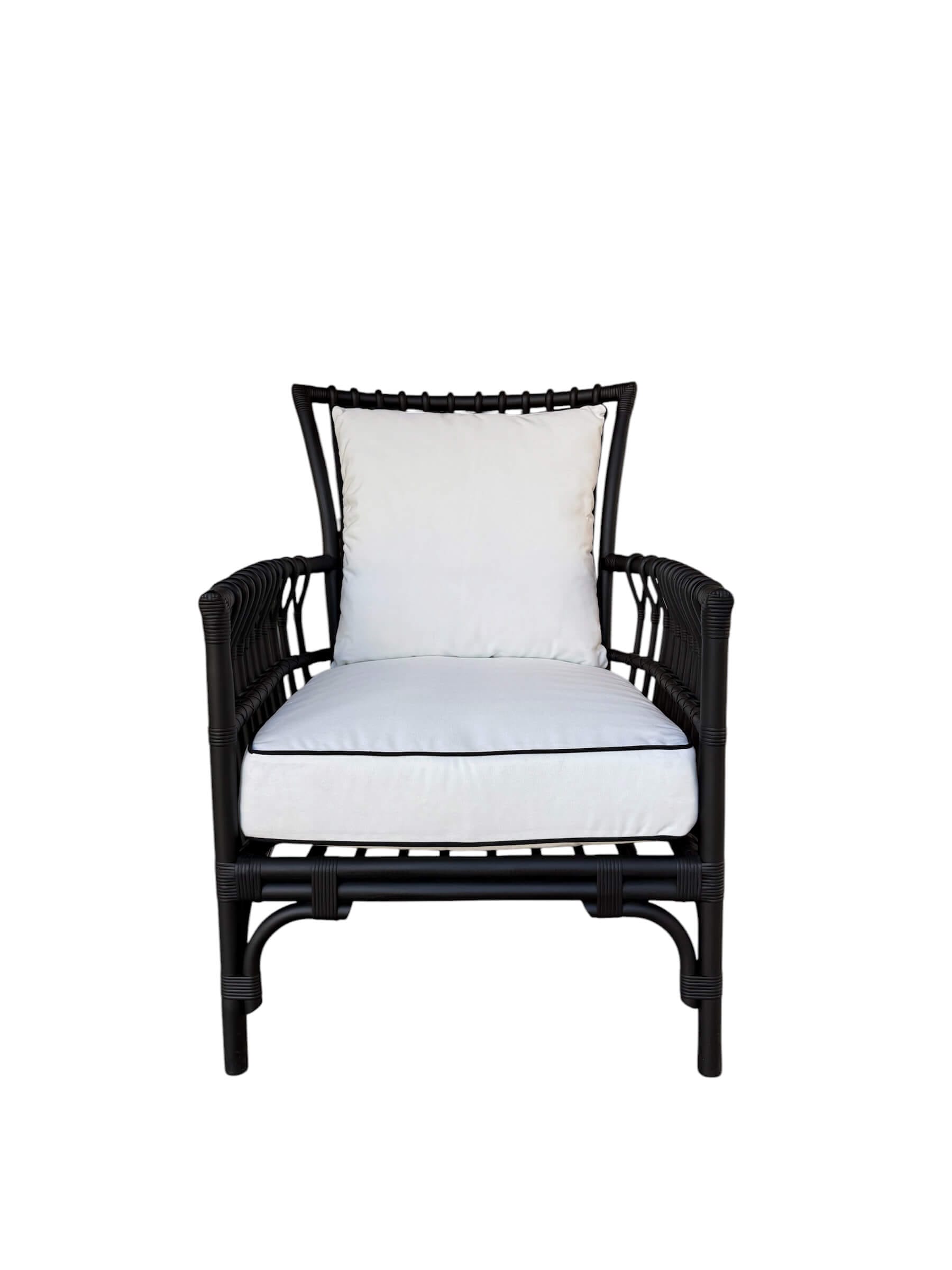 Como Black Rattan Chair With White Cushion - Image 2