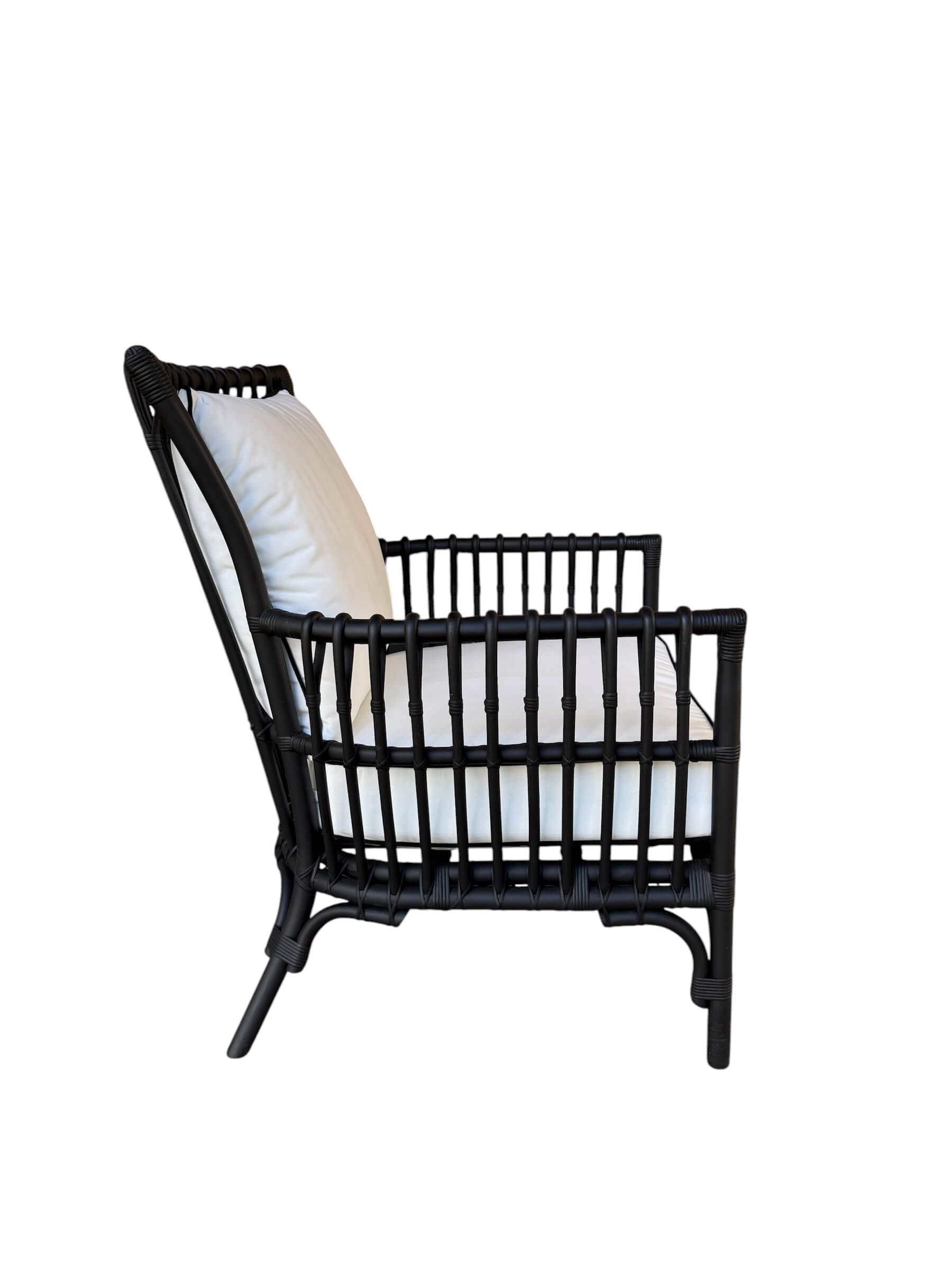 Como Black Rattan Chair With White Cushion - Image 4