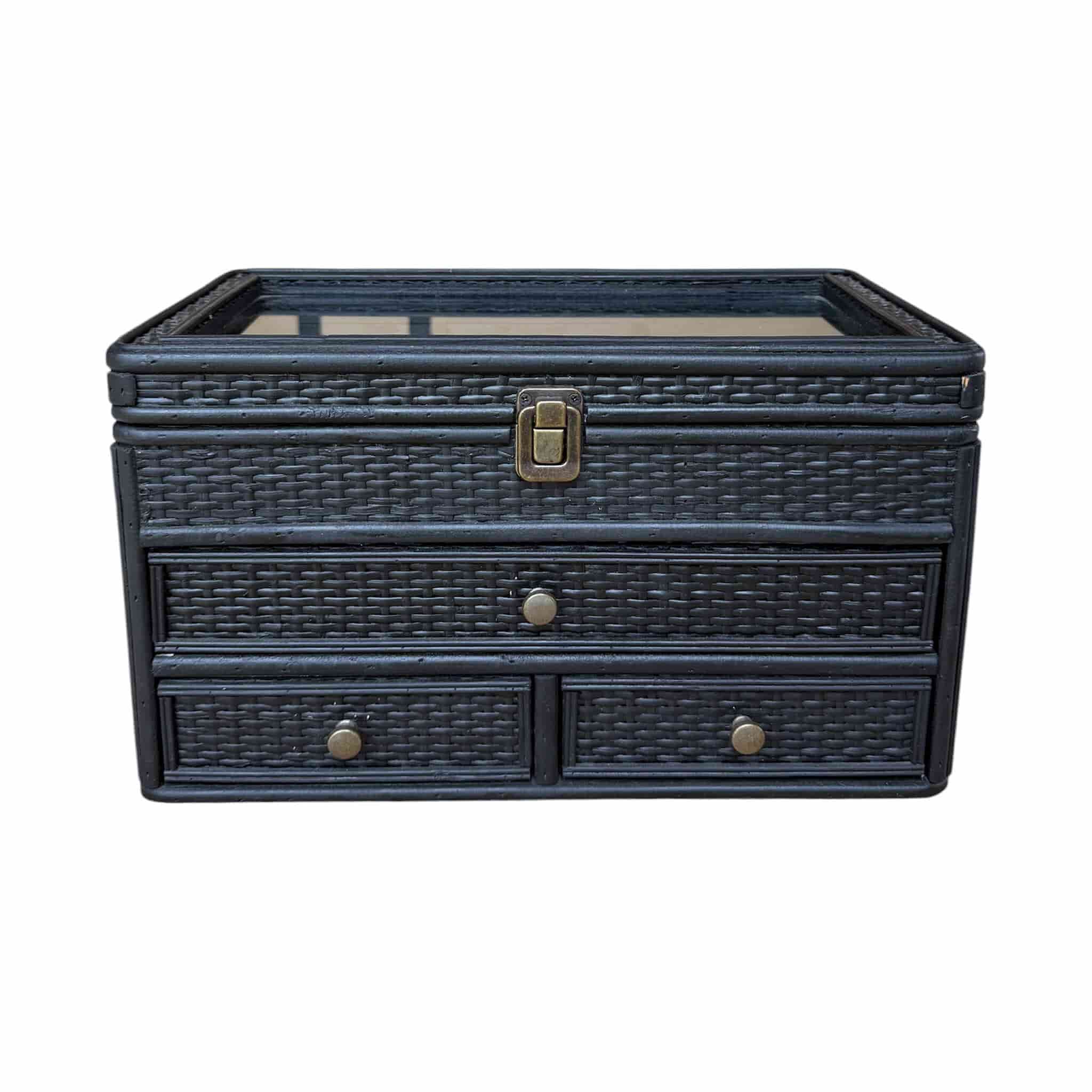 Ramba Black Rattan Jewellery Box
