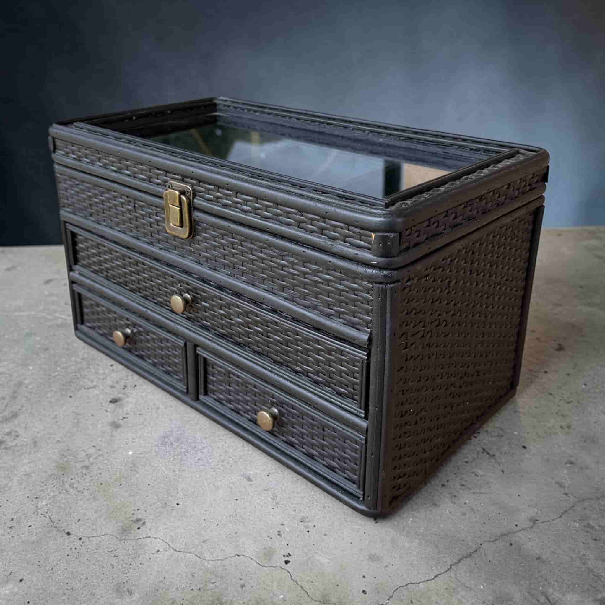 Ramba Black Rattan Jewellery Box - Image 2