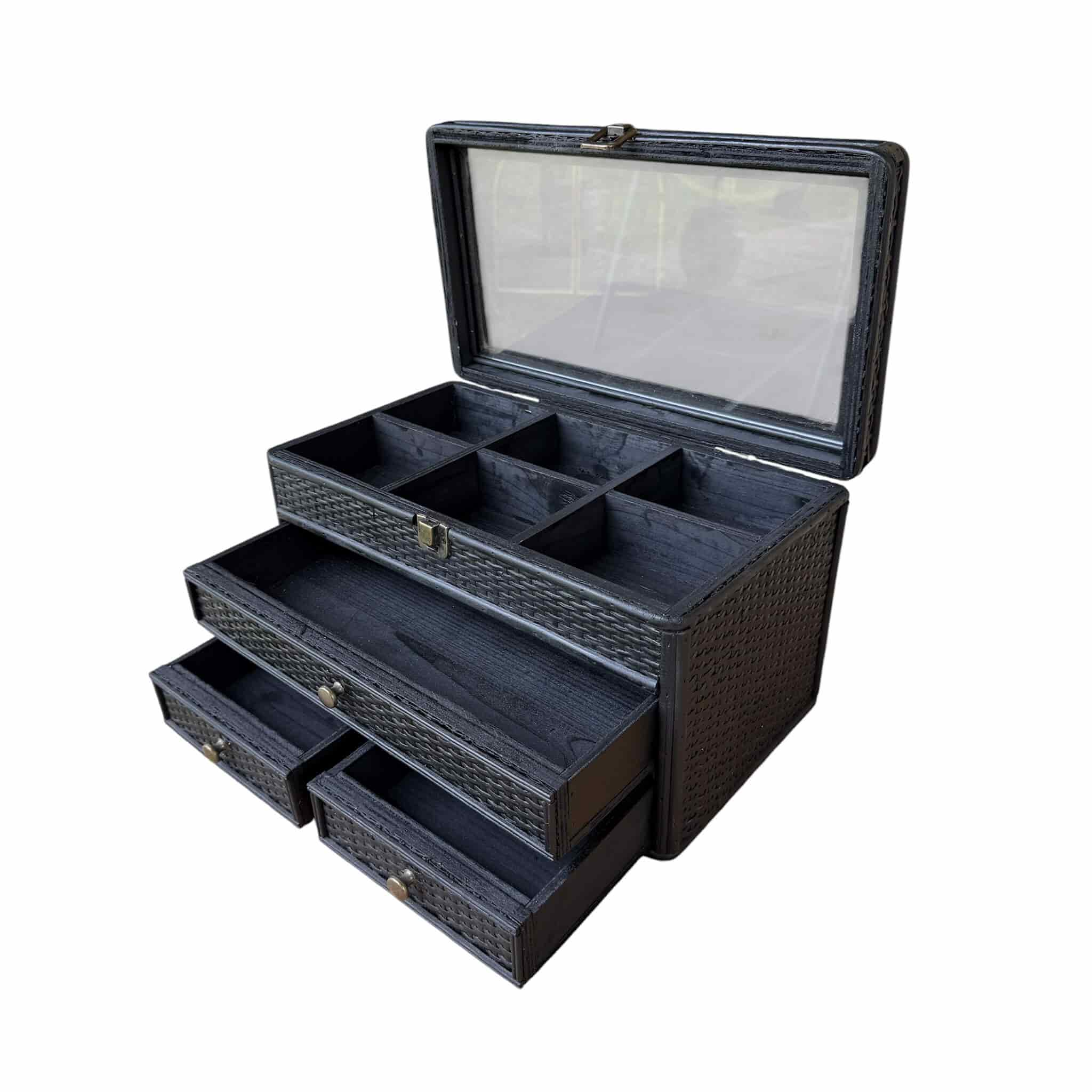 Ramba Black Rattan Jewellery Box - Image 3