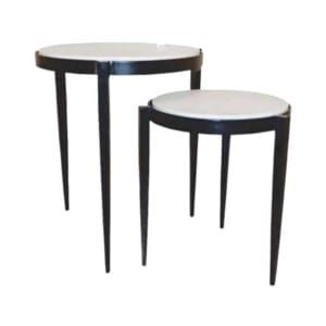 Trent Set 2 Marble & Black Steel Side Tables