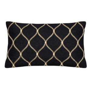 Linen Zahra Lattice 30x50cm Filled Cushion Black