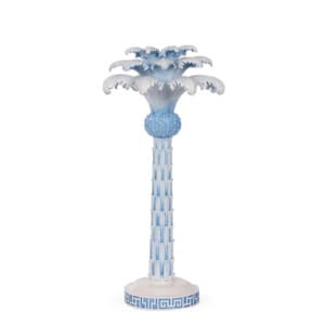 White And Blue Palm Tree Candle Holder