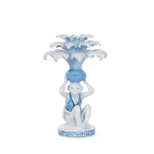White And Blue Monkey Candle Holder