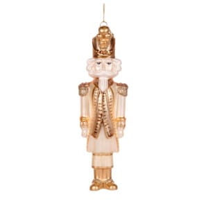 Ivory And Champagne Glass Nutcracker Ornament